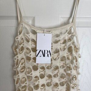 Zara Cream Crochet Swim Coverup